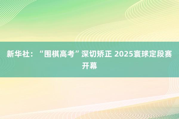 新华社：“围棋高考”深切矫正 2025寰球定段赛开幕