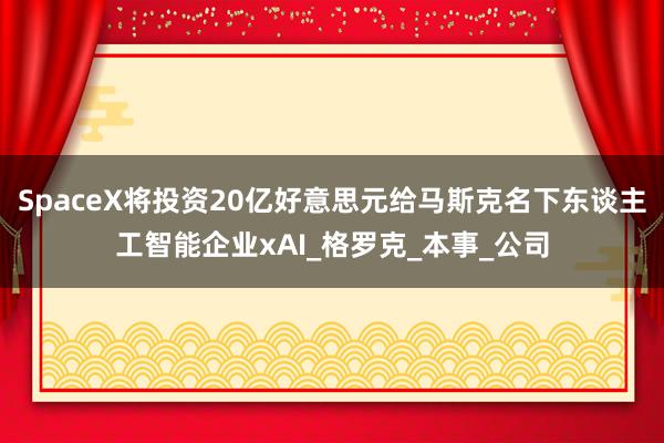 SpaceX将投资20亿好意思元给马斯克名下东谈主工智能企业xAI_格罗克_本事_公司