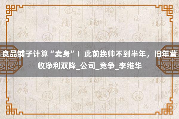 良品铺子计算“卖身”！此前换帅不到半年，旧年营收净利双降_公司_竞争_李维华