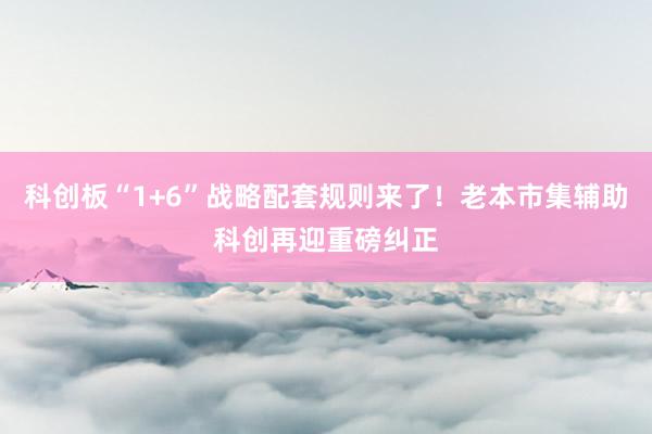 科创板“1+6”战略配套规则来了！老本市集辅助科创再迎重磅纠正