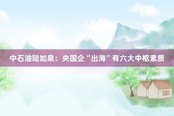 中石油陆如泉：央国企“出海”有六大中枢素质