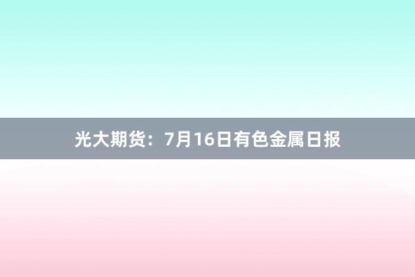 光大期货：7月16日有色金属日报