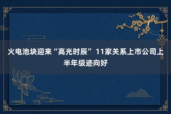火电池块迎来“高光时辰” 11家关系上市公司上半年级迹向好