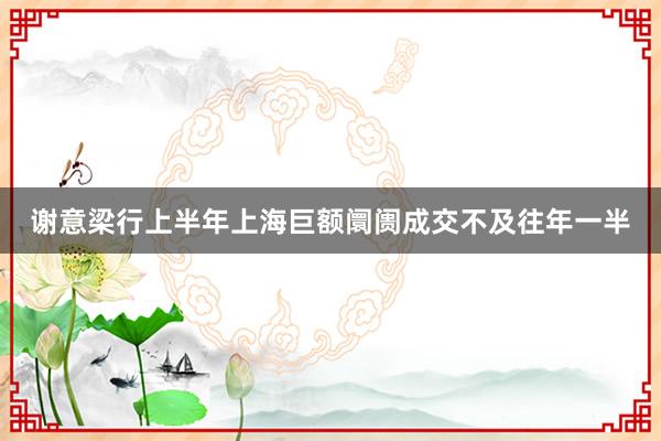 谢意梁行上半年上海巨额阛阓成交不及往年一半