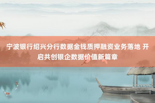 宁波银行绍兴分行数据金钱质押融资业务落地 开启共创银企数据价值新篇章