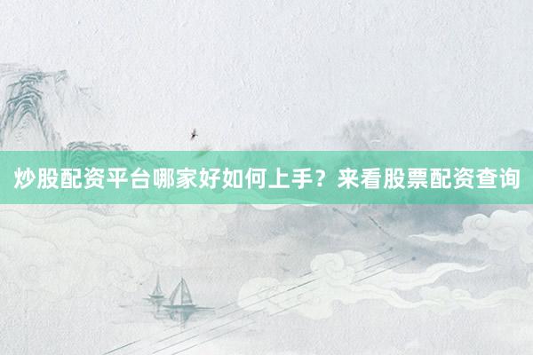 炒股配资平台哪家好如何上手？来看股票配资查询