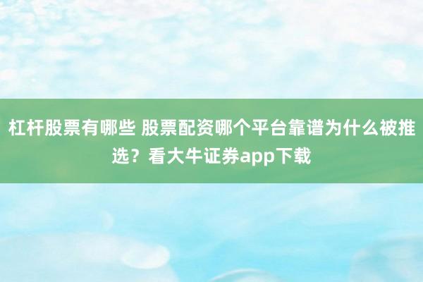 杠杆股票有哪些 股票配资哪个平台靠谱为什么被推选？看大牛证券app下载