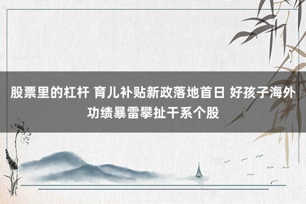 股票里的杠杆 育儿补贴新政落地首日 好孩子海外功绩暴雷攀扯干系个股