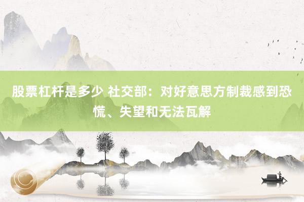 股票杠杆是多少 社交部:对好意思方制裁感到恐慌、失望和无法瓦解