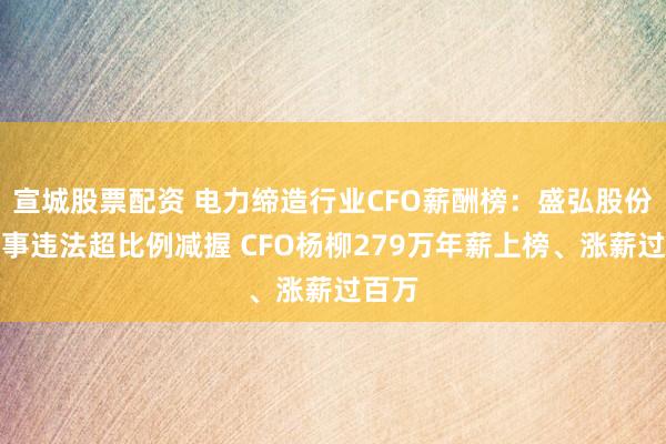 宣城股票配资 电力缔造行业CFO薪酬榜：盛弘股份原董事违法超比例减握 CFO杨柳279万年薪上榜、涨薪过百万