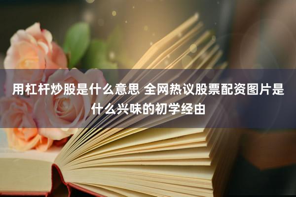 用杠杆炒股是什么意思 全网热议股票配资图片是什么兴味的初学经由