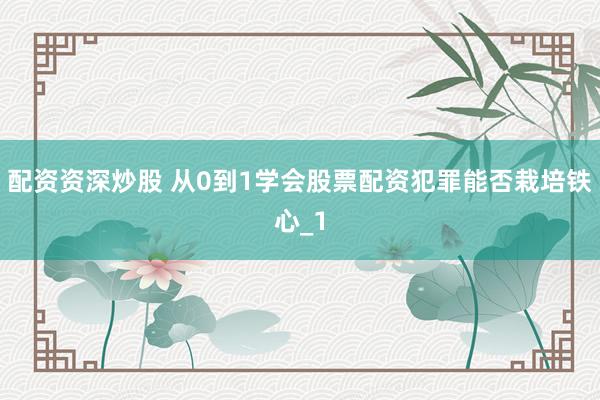 配资资深炒股 从0到1学会股票配资犯罪能否栽培铁心_1