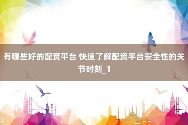 有哪些好的配资平台 快速了解配资平台安全性的关节时刻_1