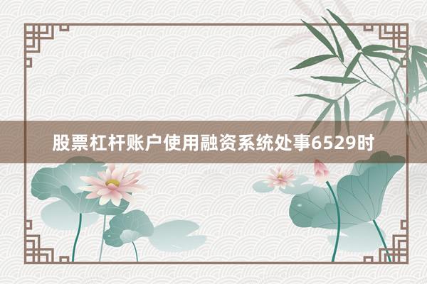 股票杠杆账户使用融资系统处事6529时
