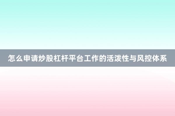 怎么申请炒股杠杆平台工作的活泼性与风控体系