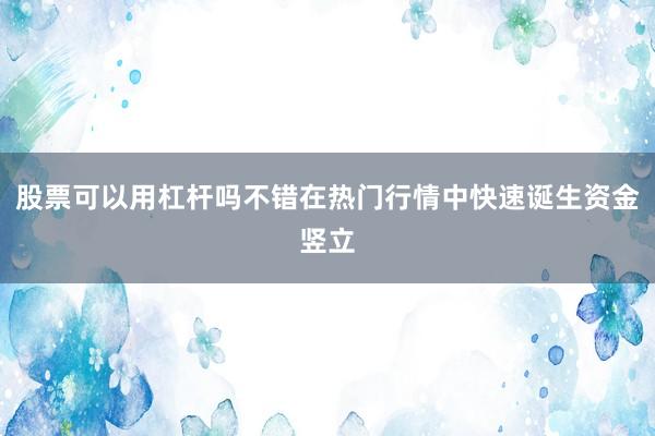 股票可以用杠杆吗不错在热门行情中快速诞生资金竖立