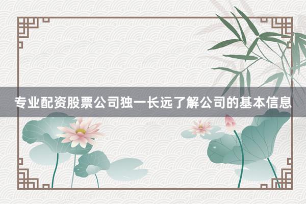 专业配资股票公司独一长远了解公司的基本信息
