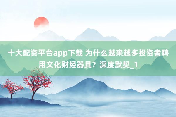 十大配资平台app下载 为什么越来越多投资者聘用文化财经器具？深度默契_1