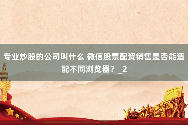专业炒股的公司叫什么 微信股票配资销售是否能适配不同浏览器？_2