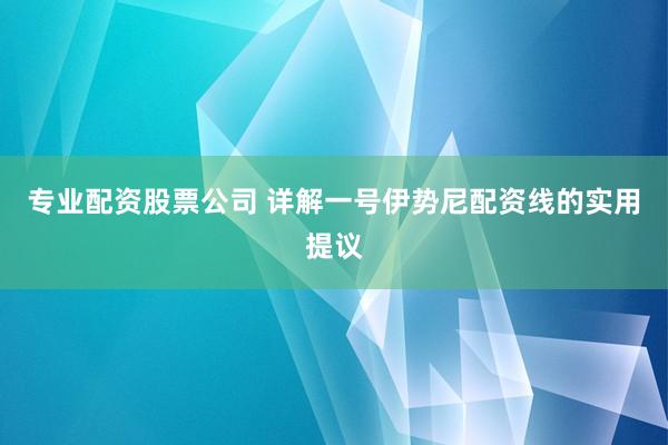 专业配资股票公司 详解一号伊势尼配资线的实用提议