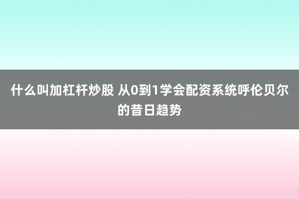 什么叫加杠杆炒股 从0到1学会配资系统呼伦贝尔的昔日趋势