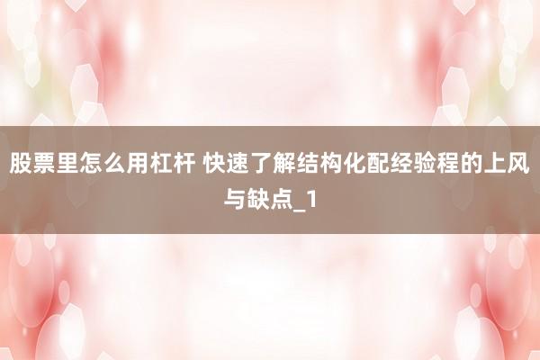 股票里怎么用杠杆 快速了解结构化配经验程的上风与缺点_1